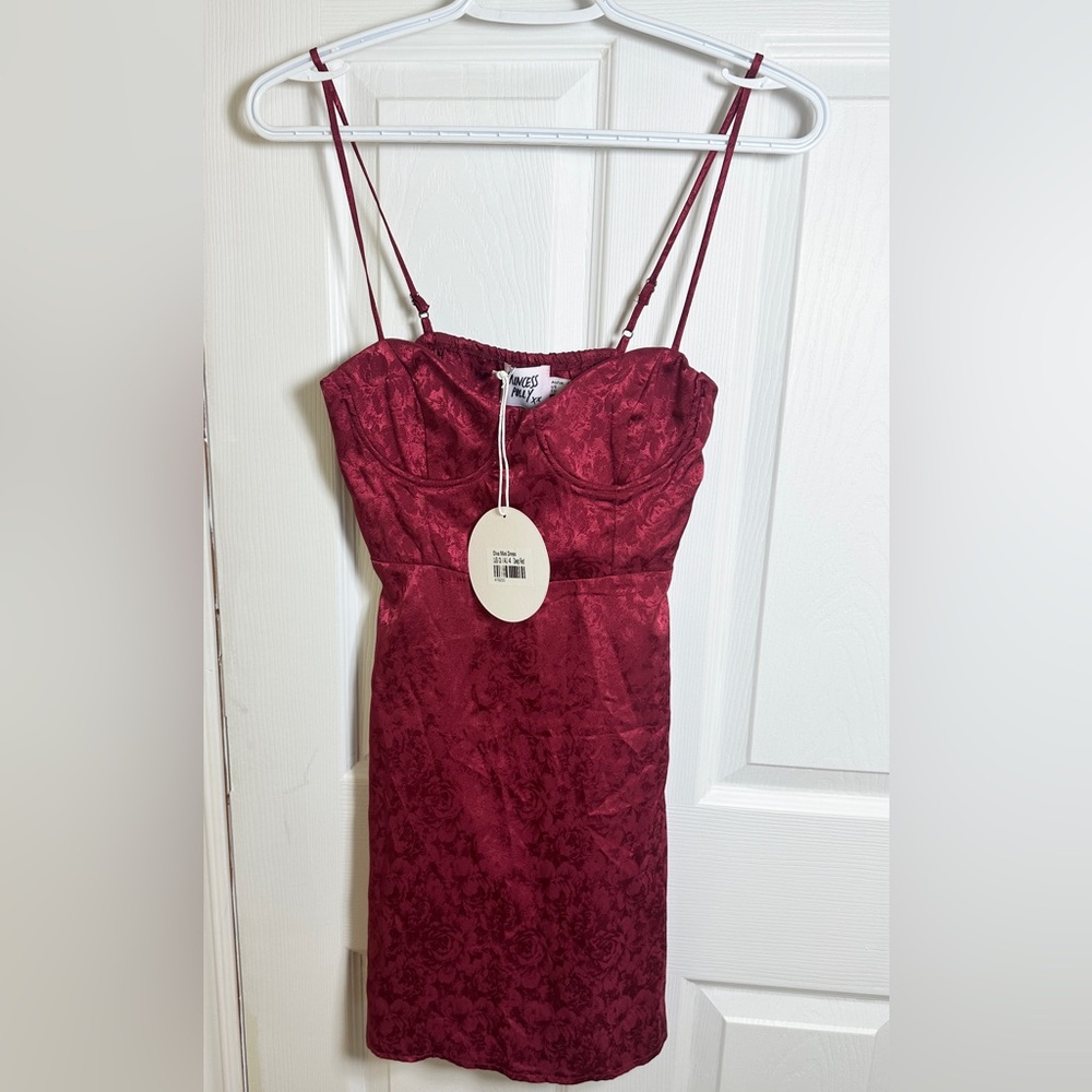 PRINCESS POLLY DIVA RED SATIN MINI DRESS — US 0